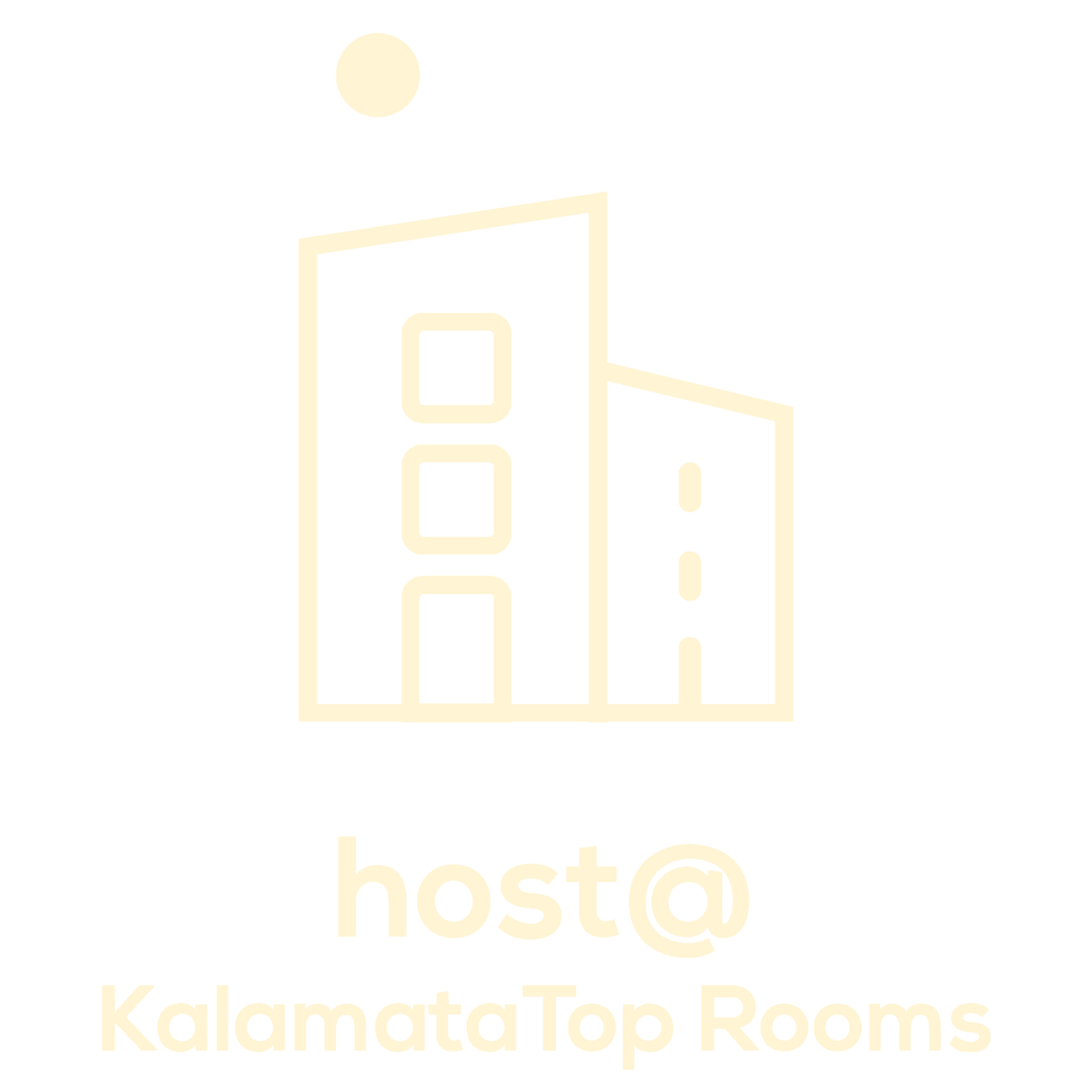 host@Kalamata Top Rooms Logo with sign text color FFF4D3 transparent with small margin